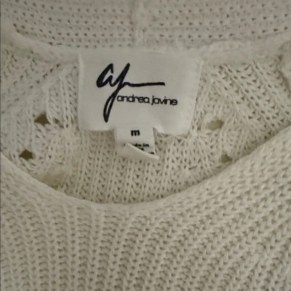 Andrea Jovine Women’s Colorblock Knit Sweater Cream & Black ~ Size Medium - Picture 6 of 7